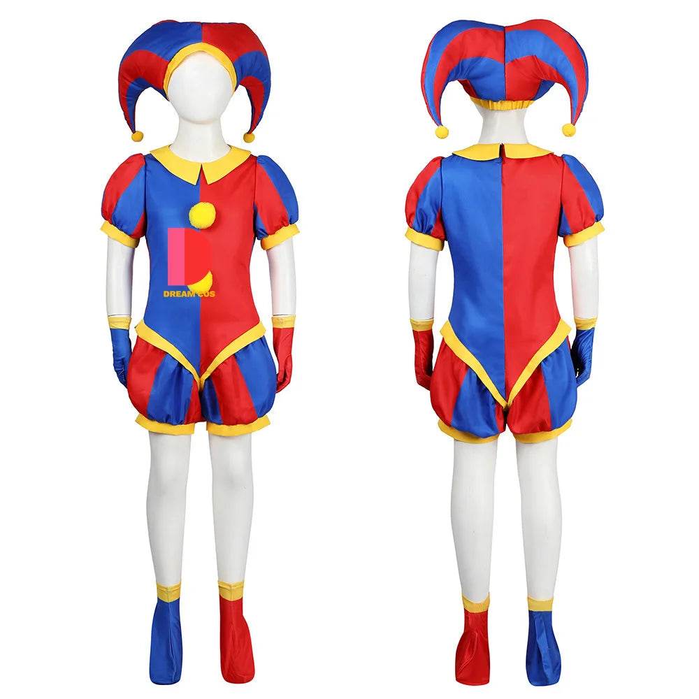 Premium Pomni Circus Cosplay Costume Hat Gloves Kids - ToylandEU