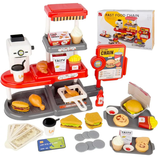 Premium Pretend Play Fast Food Toys 71 Piece Set With Realistic Food And Cash Register For Toddlers - ToylandEU