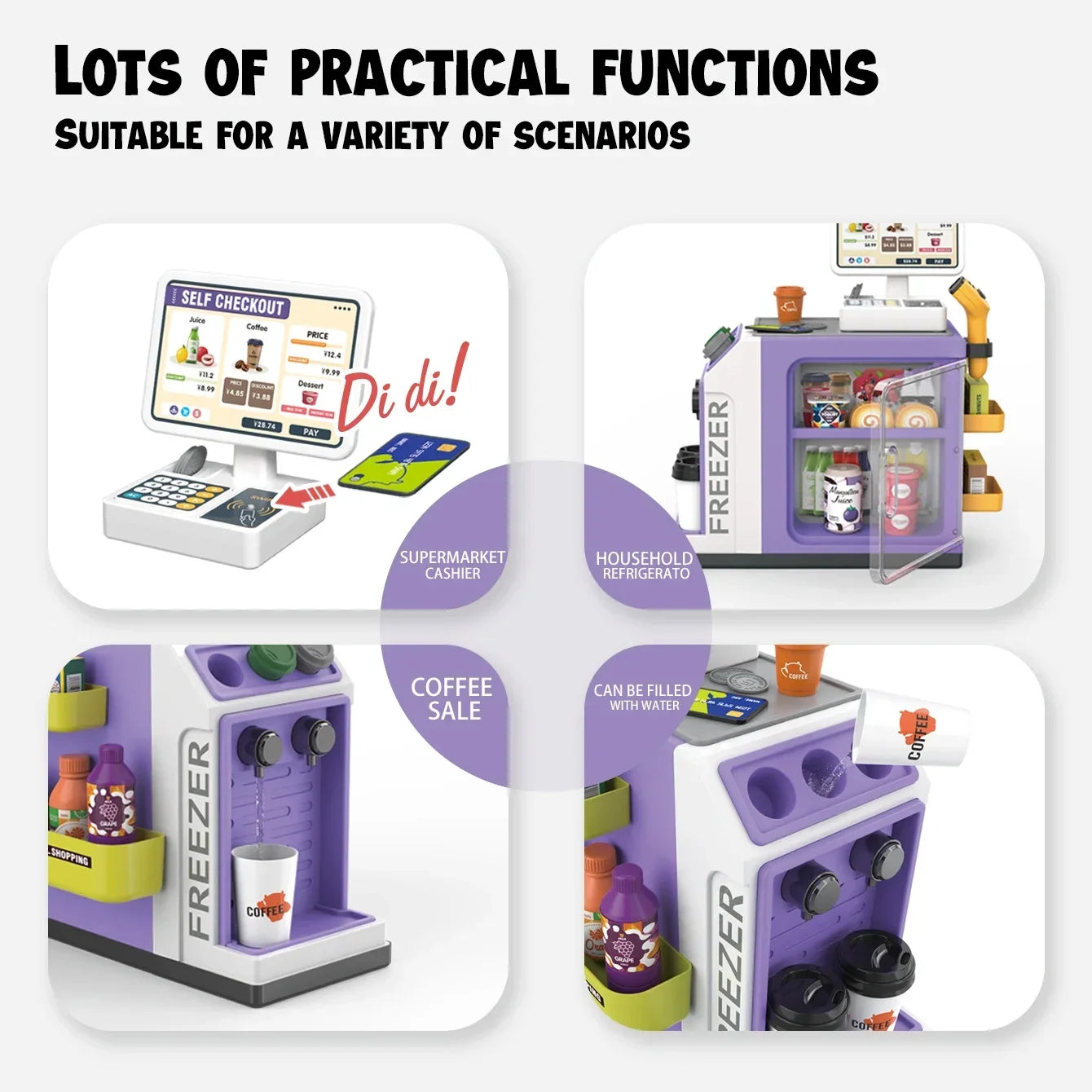 Premium Pretend Play Set For Kids Electric Coffee Machine Simulation And Cash Register 46 Piece Role Play Toy Kit - ToylandEU