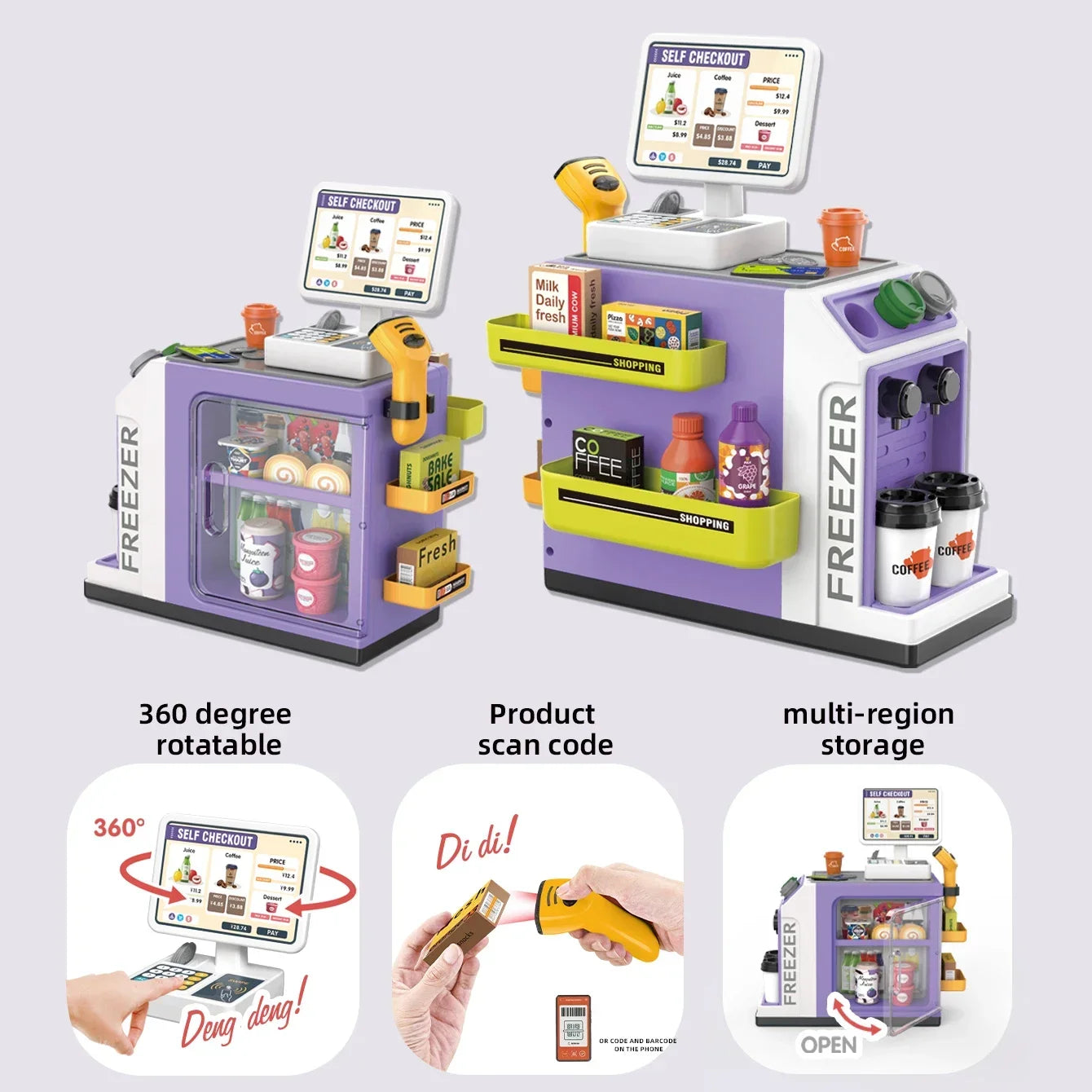 Premium Pretend Play Set For Kids Electric Coffee Machine Simulation And Cash Register 46 Piece Role Play Toy Kit - ToylandEU