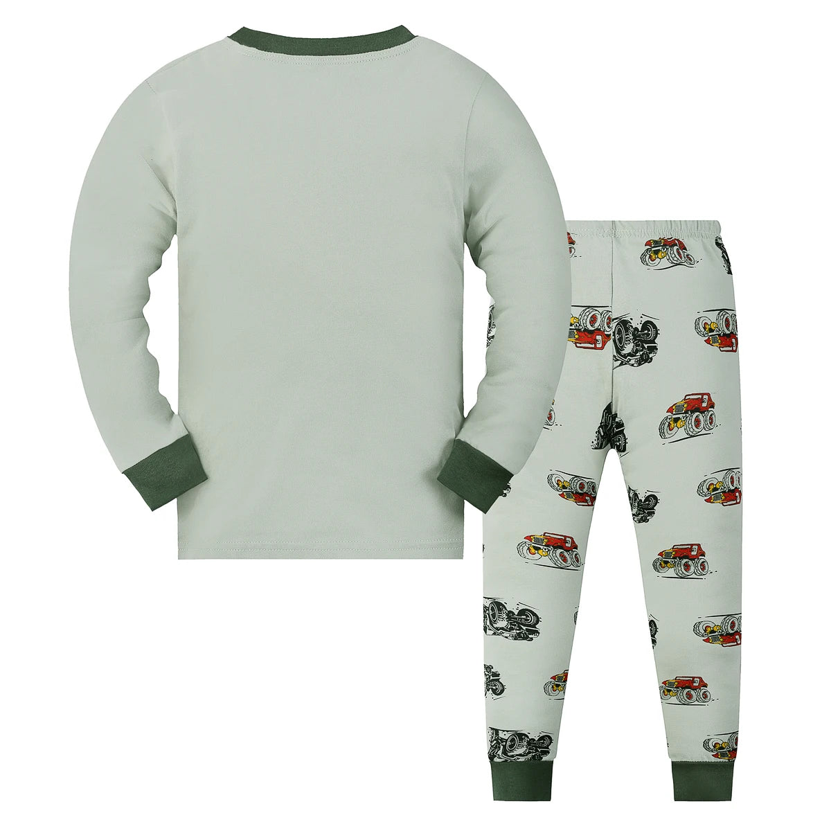 Premium Printed Long Sleeve And Long Pants Off Road Vehicle Pajama Set For Boys Aged 2 To 9 Soft Cotton Polyester Blend - ToylandEU