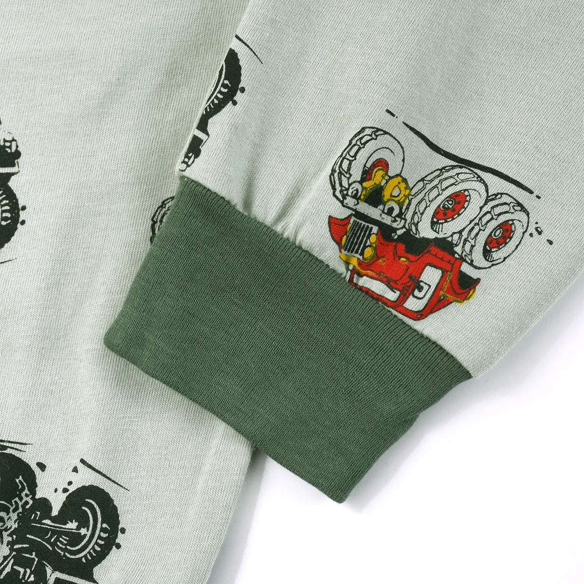 Premium Printed Long Sleeve And Long Pants Off Road Vehicle Pajama Set For Boys Aged 2 To 9 Soft Cotton Polyester Blend - ToylandEU