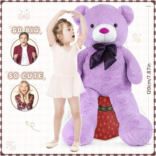 Premium Purple Giant Teddy Bear Plush Toy with Soft PP Cotton Filling for Kids and Girlfriends - ToylandEU