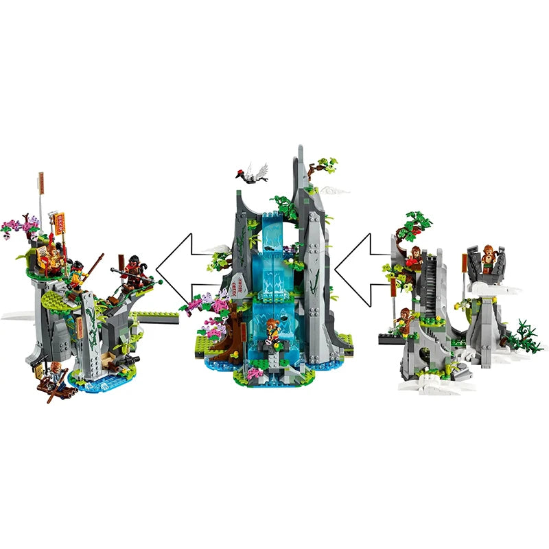 Premium Quality Building Blocks Set Featuring 1983 Piece Legendary Flower Fruit Mountain Wukong Waterfall Cave With 8 Figures For Boys - ToylandEU