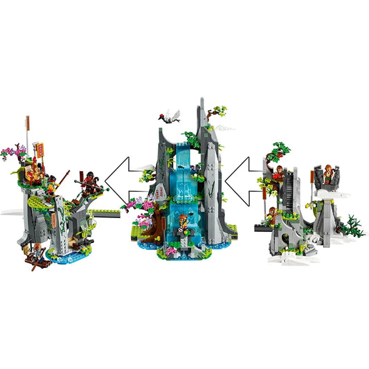 Premium Quality Building Blocks Set Featuring 1983 Piece Legendary Flower Fruit Mountain Wukong Waterfall Cave With 8 Figures For Boys - ToylandEU
