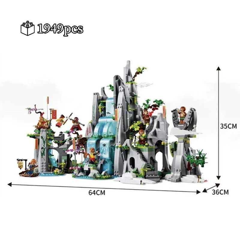 Premium Quality Building Blocks Set Featuring 1983 Piece Legendary Flower Fruit Mountain Wukong Waterfall Cave With 8 Figures For Boys - ToylandEU