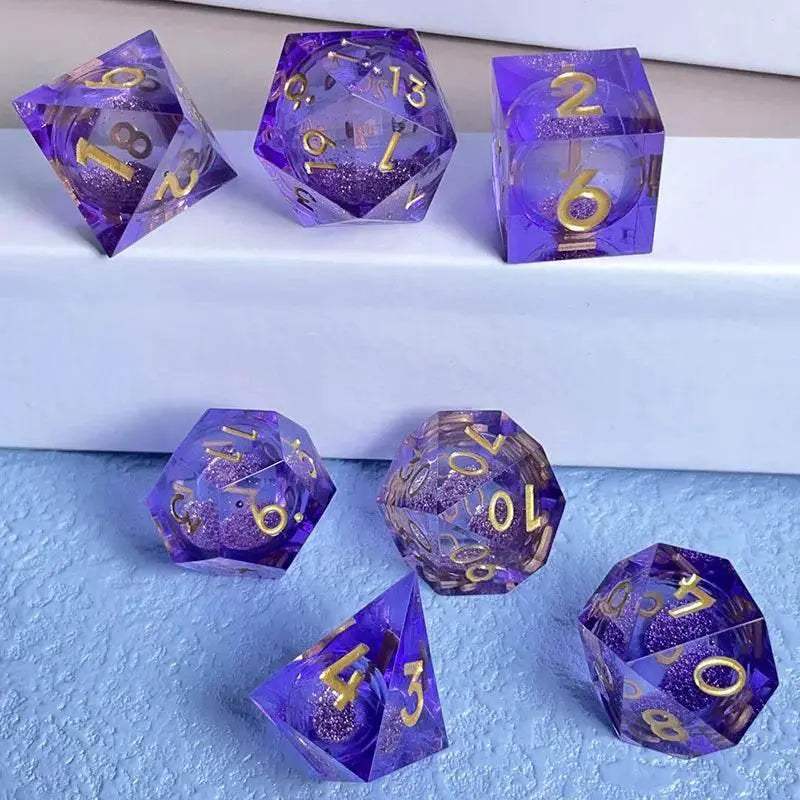 Premium Quicksand Dragon Eye Dice Set with 7 Unique Polyhedral Designs for Dungeons and Dragons RPG Enthusiasts - ToylandEU