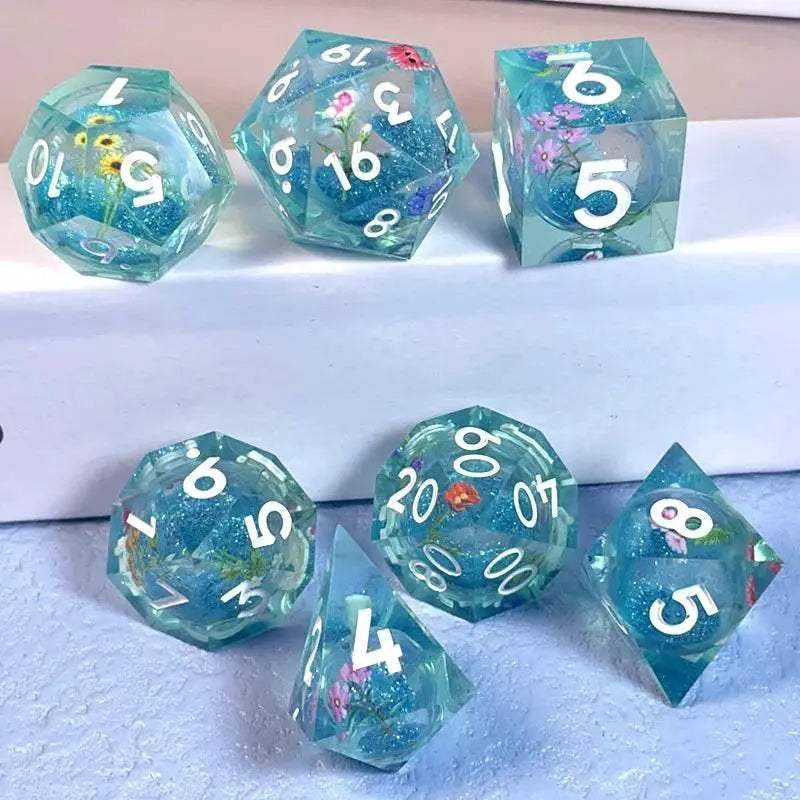 Premium Quicksand Dragon Eye Dice Set with 7 Unique Polyhedral Designs for Dungeons and Dragons RPG Enthusiasts - ToylandEU
