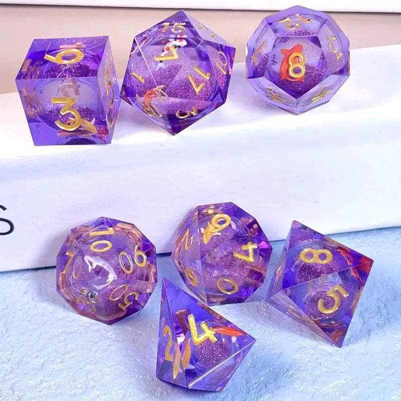 Premium Quicksand Dragon Eye Dice Set with 7 Unique Polyhedral Designs for Dungeons and Dragons RPG Enthusiasts - ToylandEU