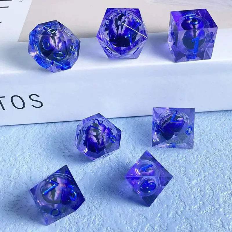 Premium Quicksand Dragon Eye Dice Set with 7 Unique Polyhedral Designs for Dungeons and Dragons RPG Enthusiasts - ToylandEU