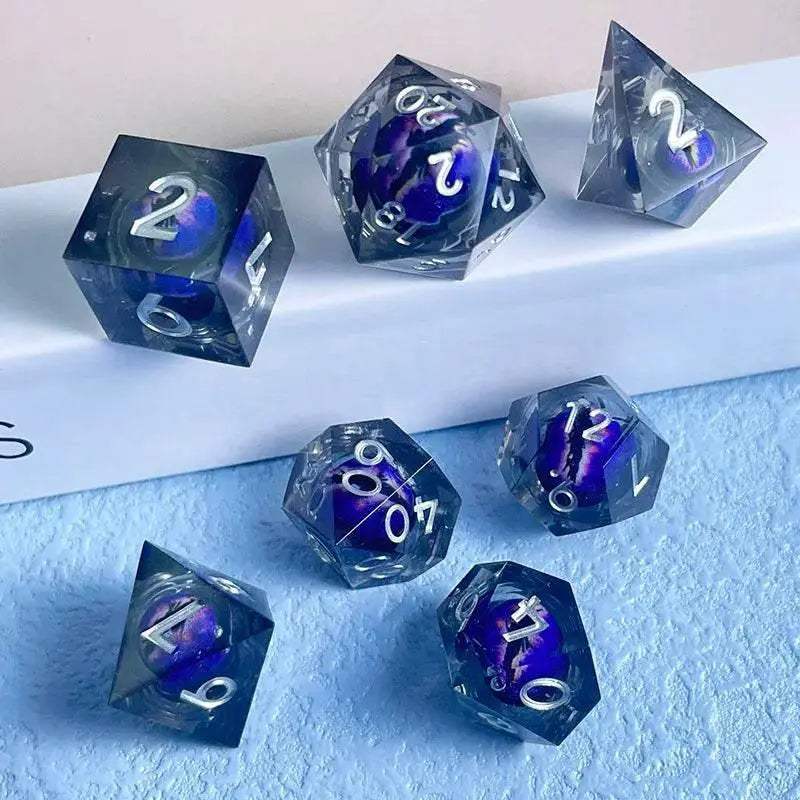 Premium Quicksand Dragon Eye Dice Set with 7 Unique Polyhedral Designs for Dungeons and Dragons RPG Enthusiasts - ToylandEU