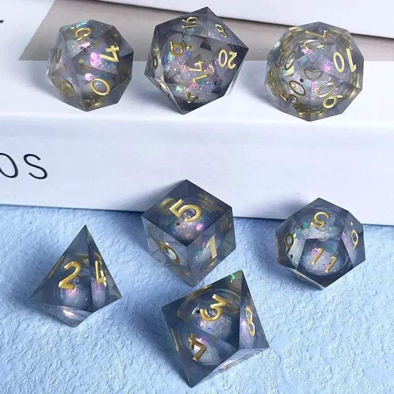 Premium Quicksand Dragon Eye Dice Set with 7 Unique Polyhedral Designs for Dungeons and Dragons RPG Enthusiasts - ToylandEU
