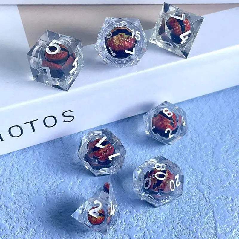 Premium Quicksand Dragon Eye Dice Set with 7 Unique Polyhedral Designs for Dungeons and Dragons RPG Enthusiasts - ToylandEU