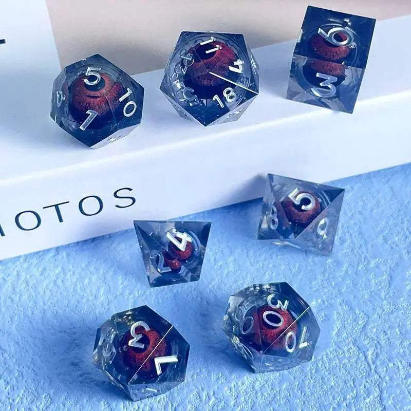 Premium Quicksand Dragon Eye Dice Set with 7 Unique Polyhedral Designs for Dungeons and Dragons RPG Enthusiasts - ToylandEU