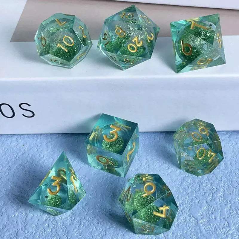 Premium Quicksand Dragon Eye Dice Set with 7 Unique Polyhedral Designs for Dungeons and Dragons RPG Enthusiasts - ToylandEU