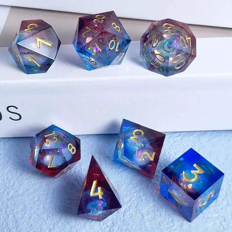 Premium Quicksand Dragon Eye Dice Set with 7 Unique Polyhedral Designs for Dungeons and Dragons RPG Enthusiasts - ToylandEU