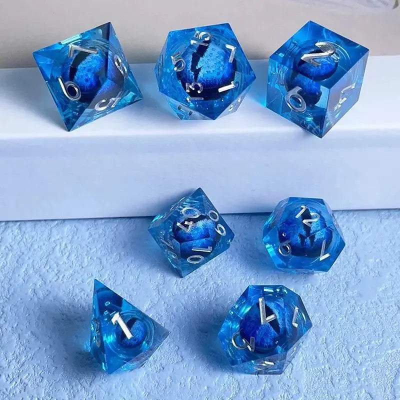 Premium Quicksand Dragon Eye Dice Set with 7 Unique Polyhedral Designs for Dungeons and Dragons RPG Enthusiasts - ToylandEU