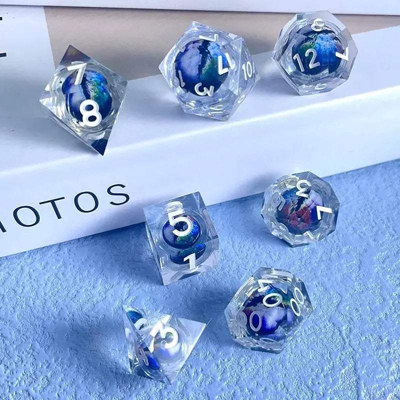 Premium Quicksand Dragon Eye Dice Set with 7 Unique Polyhedral Designs for Dungeons and Dragons RPG Enthusiasts - ToylandEU