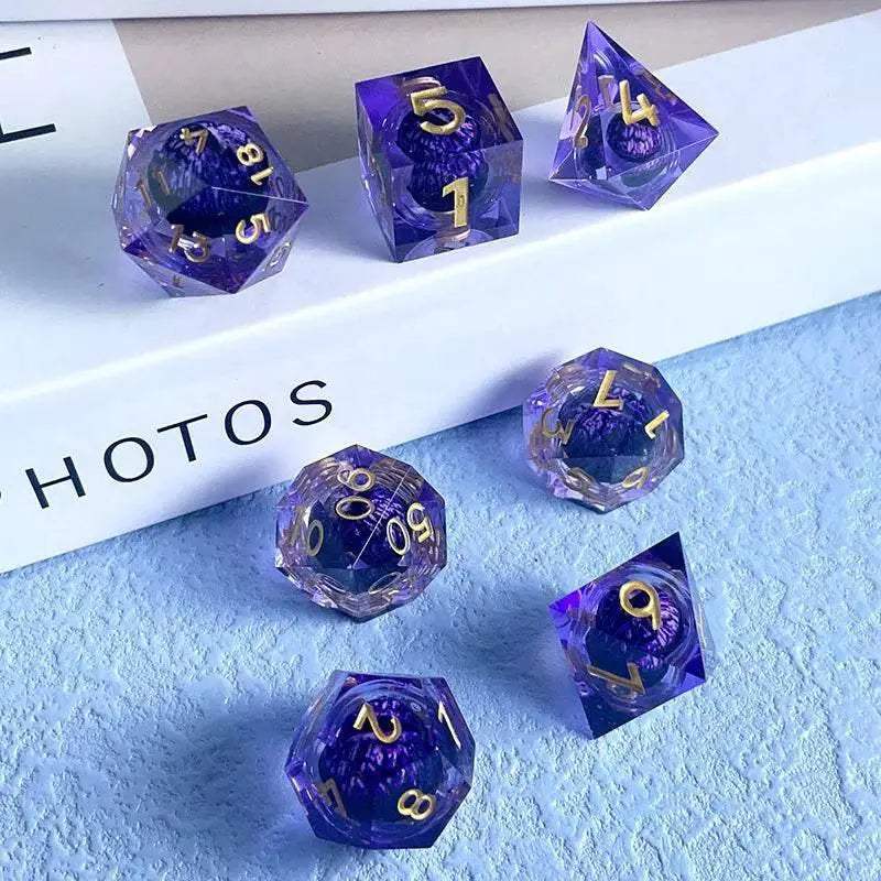 Premium Quicksand Dragon Eye Dice Set with 7 Unique Polyhedral Designs for Dungeons and Dragons RPG Enthusiasts - ToylandEU