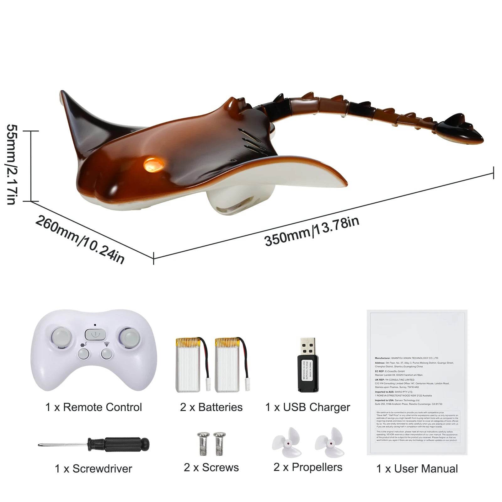 Premium RC Boat Manta Ray Design 24G Remote For Boys - ToylandEU