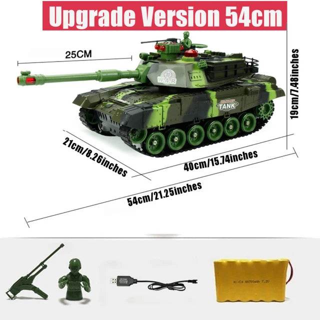 Премиум RC Танк 2.4G Голям военен мащаб 54 см За момчета - ToylandEU