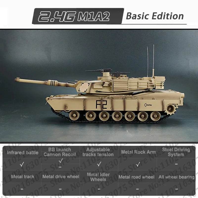 Premium RC Tank M1A2 Abrams With 360 Turret For Hobbyists - ToylandEU