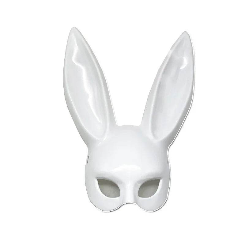 Premium Rabbit Mask Long Ears Matte Black White Halloween - ToylandEU