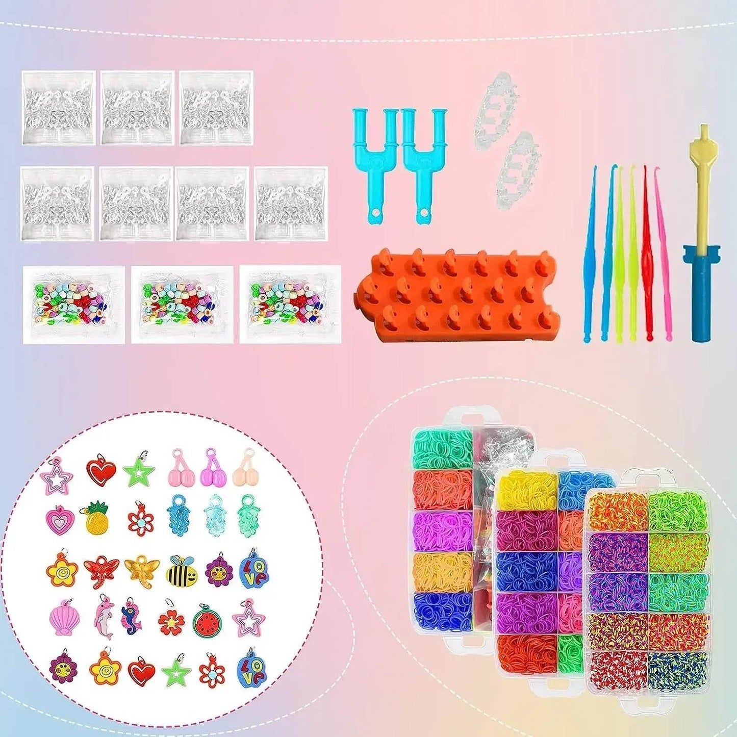 Premium Rainbow Bracelets Loom Kit DIY 15000 Pcs For Girls - ToylandEU