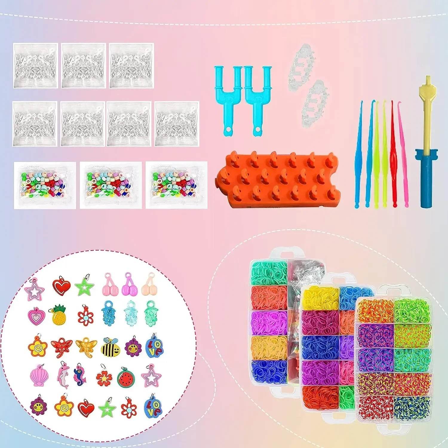 Premium Rainbow Bracelets Loom Kit DIY 15000 Pcs For Girls - ToylandEU