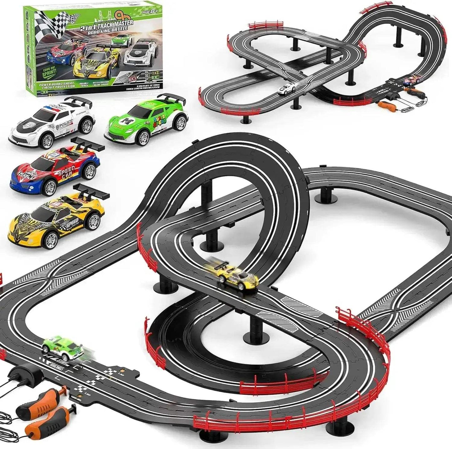 Premium Realistic Slot Car Track Set With Circular Slope - ToylandEU