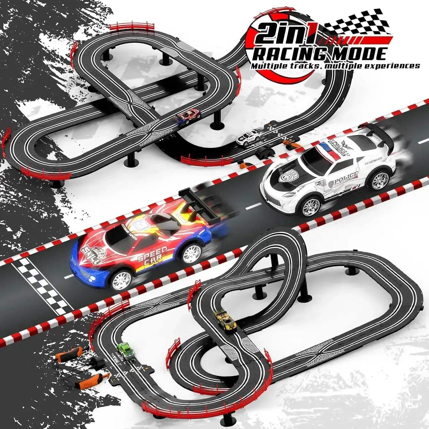 Premium Realistic Slot Car Track Set With Circular Slope - ToylandEU