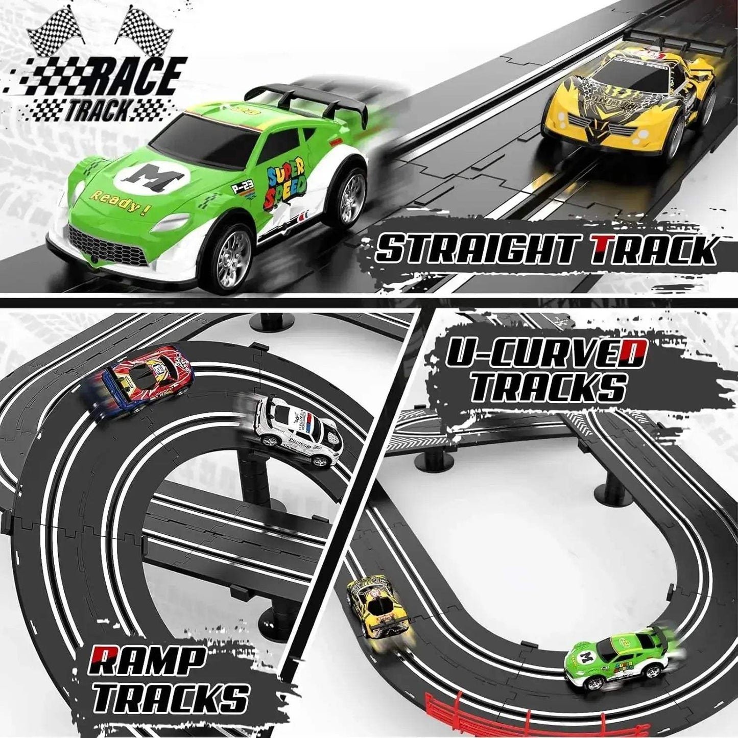Premium Realistic Slot Car Track Set With Circular Slope - ToylandEU