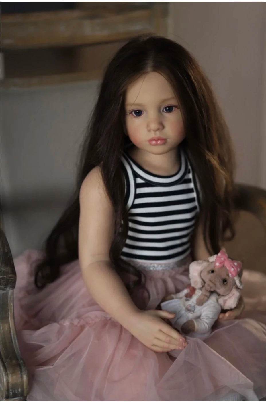 Premium Reborn Doll 42 Inch Long Black Hair For Collectors - ToylandEU