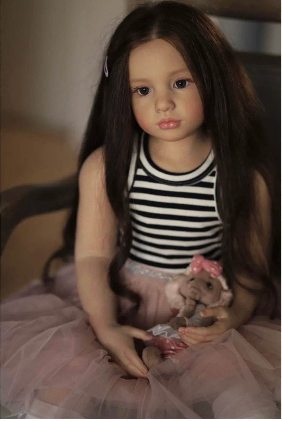 Premium Reborn Doll 42 Inch Long Black Hair For Collectors - ToylandEU