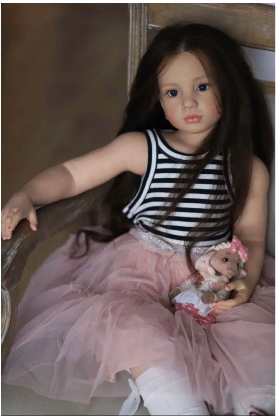 Premium Reborn Doll 42 Inch Long Black Hair For Collectors - ToylandEU