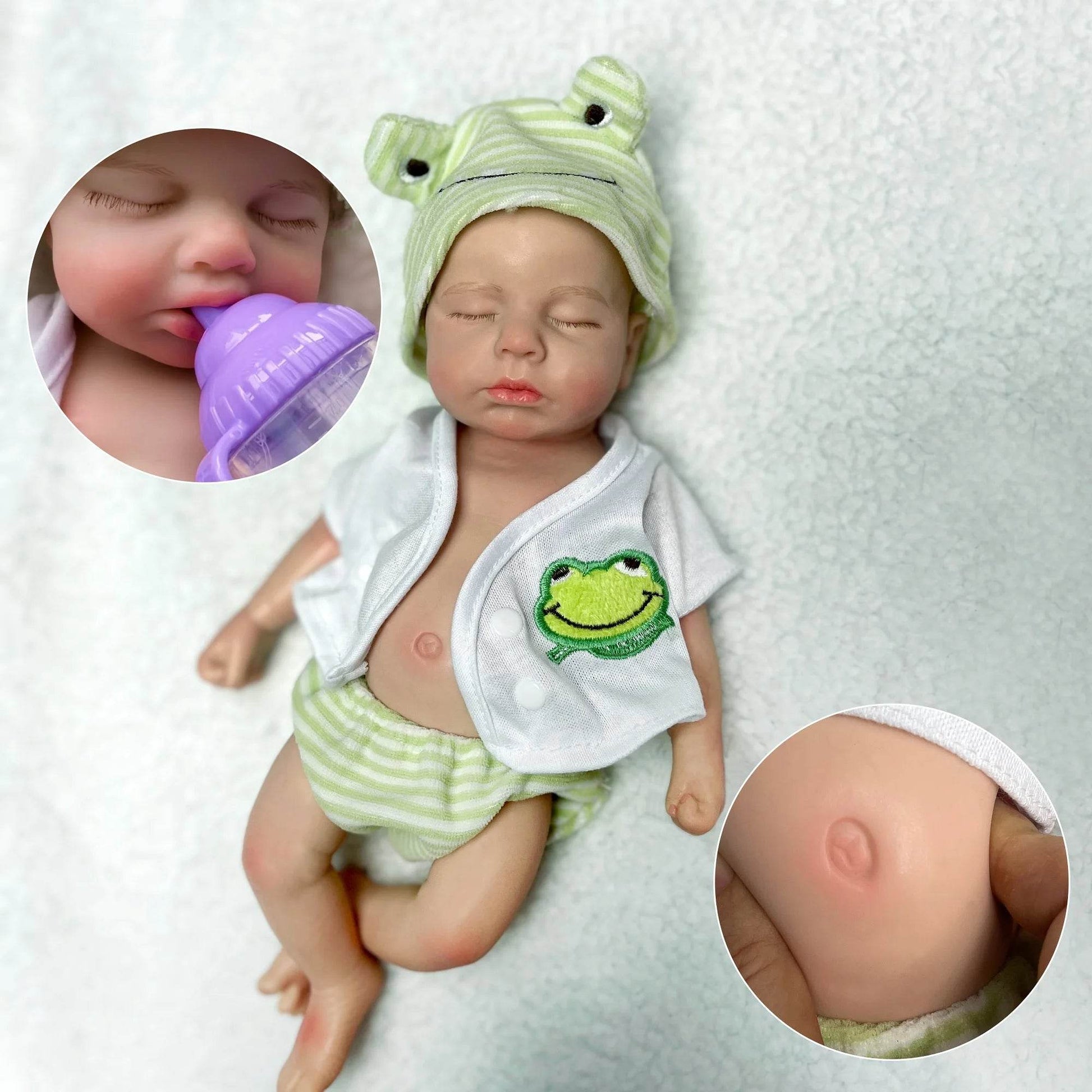 Premium Reborn Doll Silicone Open Mouth 33cm for Collectors - ToylandEU
