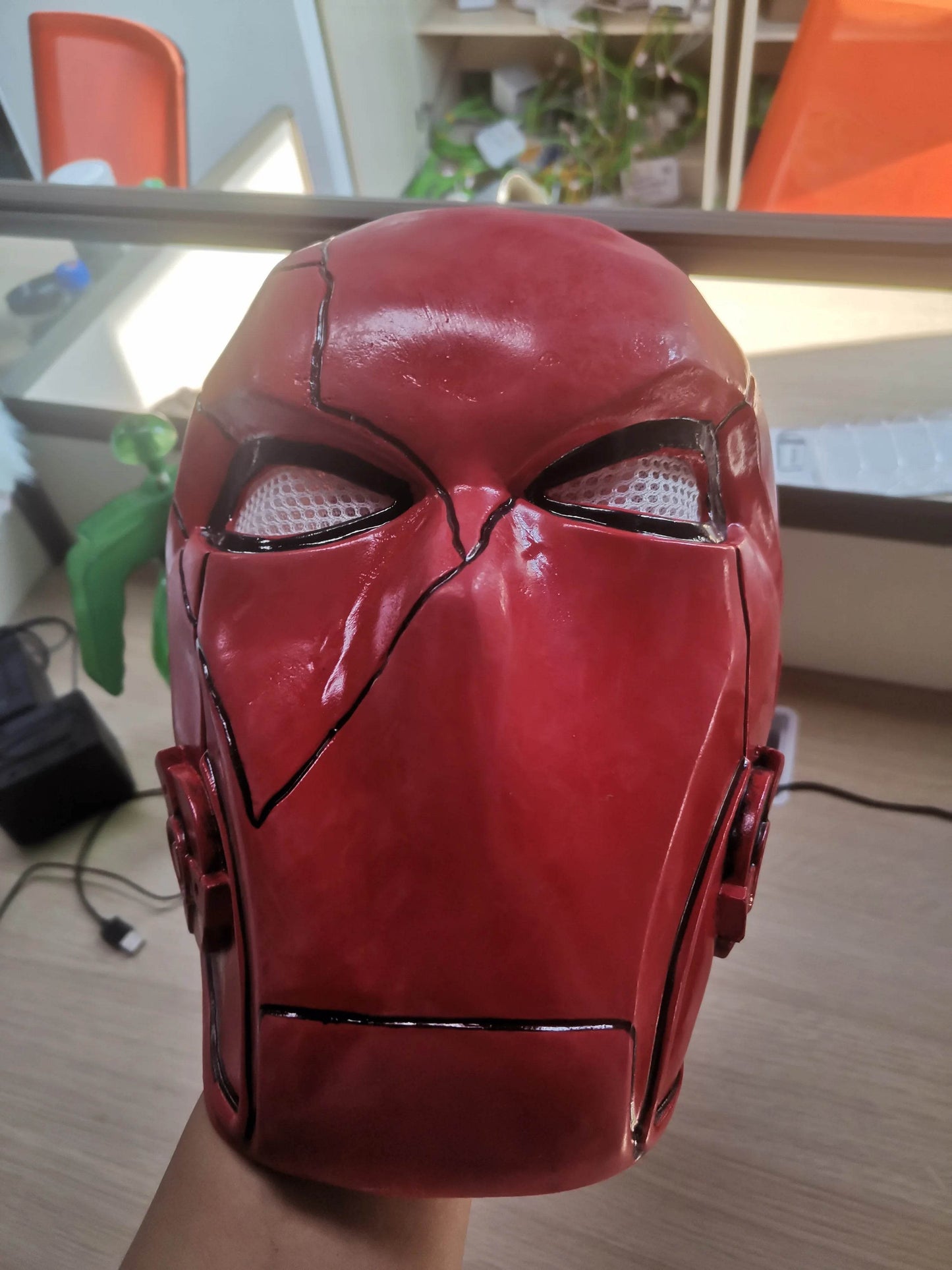 Premium Red Hood Mask Full Head Latex Mesh Eyes For Adults - ToylandEU