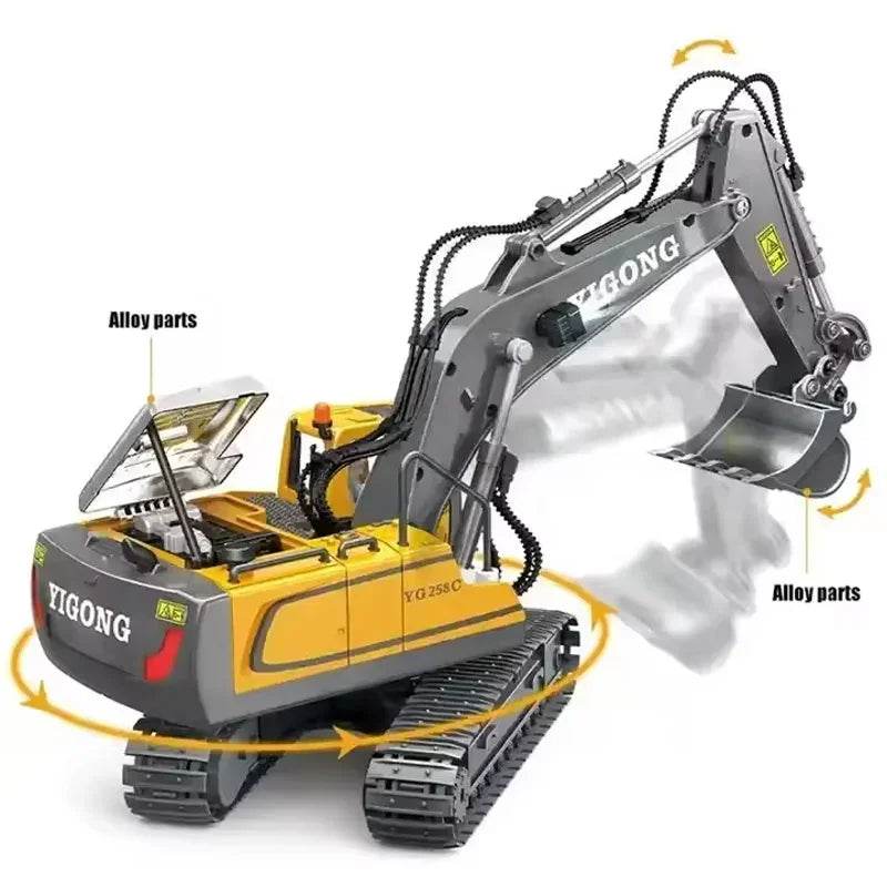 Premium Remote Control Excavator Alloy Build For Kids - ToylandEU