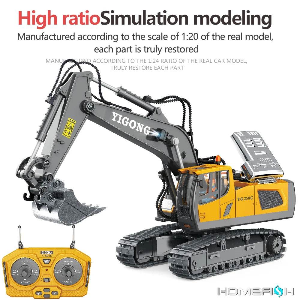 Premium Remote Control Excavator Toy With Digging For Boys - ToylandEU