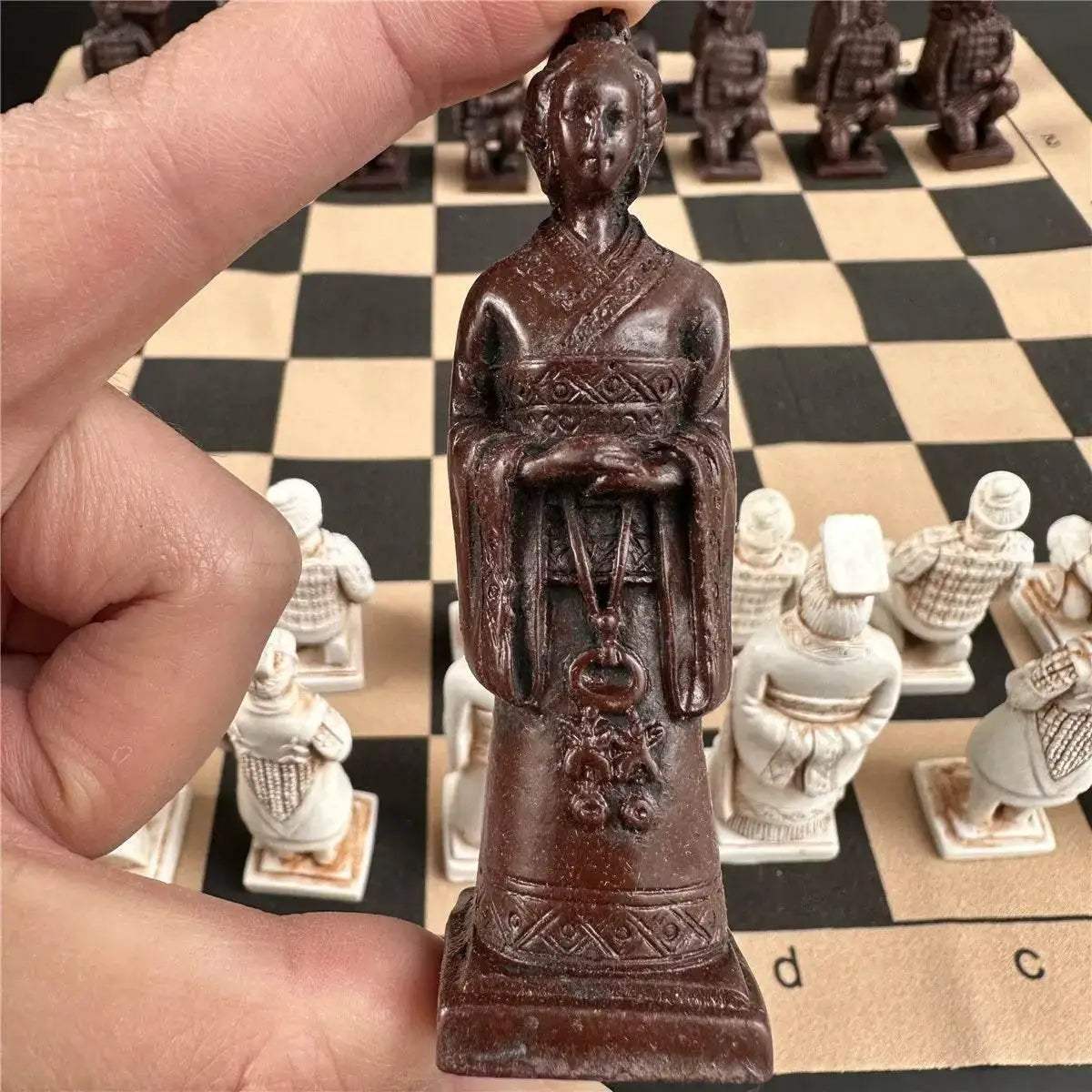 Premium Resin Chess Set with Imitation Ancient Terra-cotta Army Pieces for Adult Collectors and Enthusiasts - ToylandEU