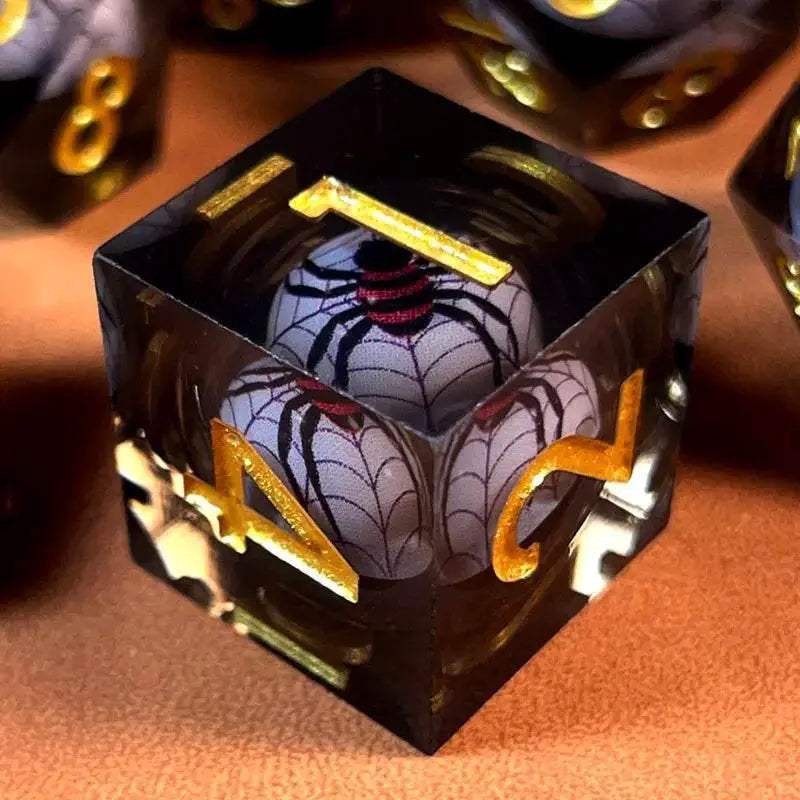 Premium Resin DND Sharp Polyhedral Spider Dice Set for RPG Enthusiasts and Halloween Gifts - ToylandEU