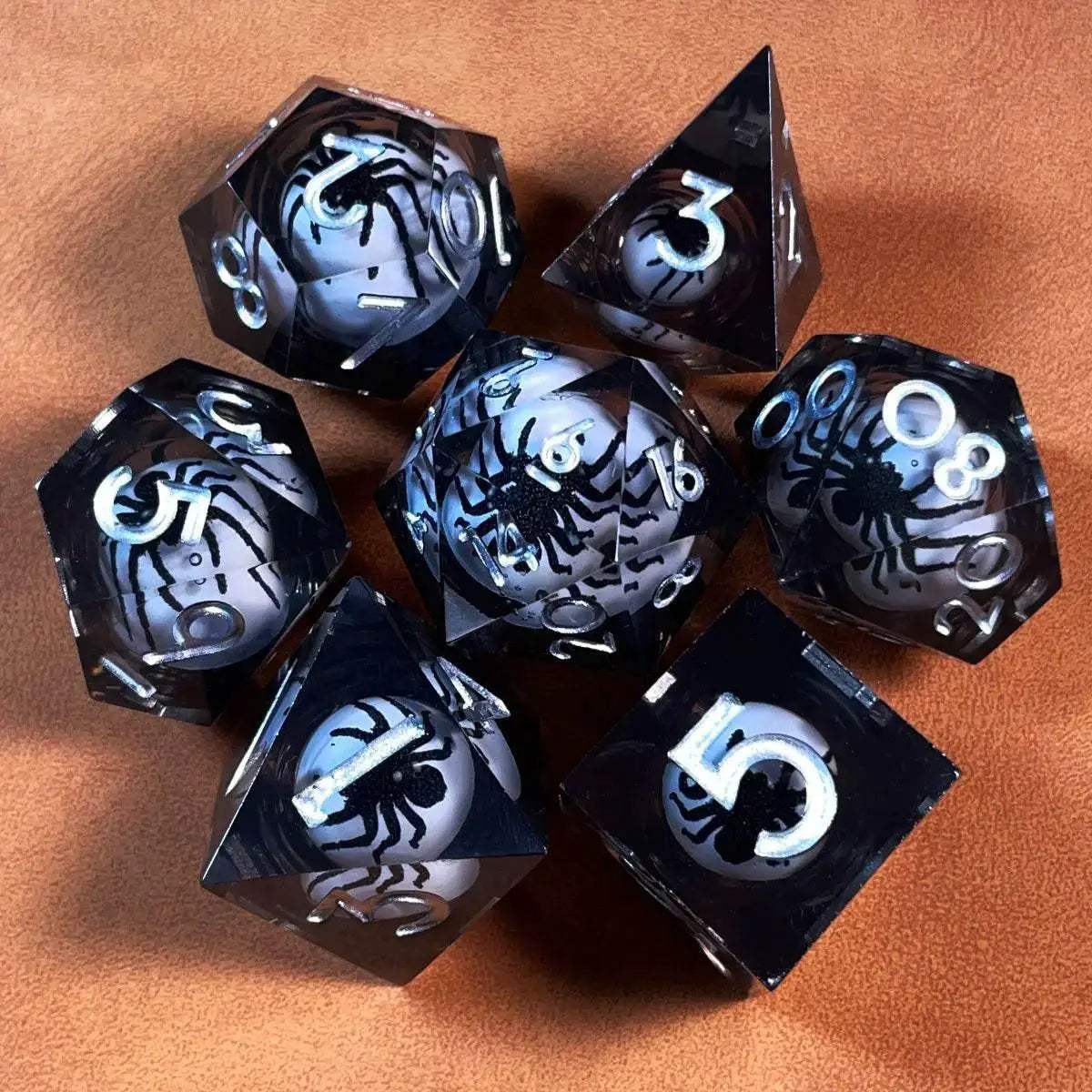 Premium Resin DND Sharp Polyhedral Spider Dice Set for RPG Enthusiasts and Halloween Gifts - ToylandEU