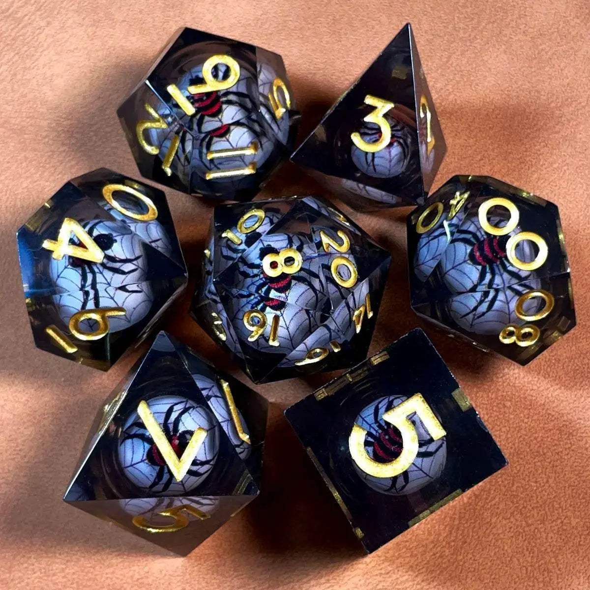 Premium Resin DND Sharp Polyhedral Spider Dice Set for RPG Enthusiasts and Halloween Gifts - ToylandEU