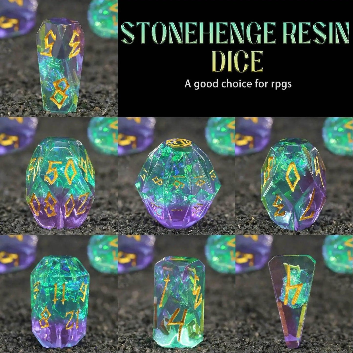  Premium Resin Dice Set with Stonehenge Design for Dungeons and Dragons -  ToylandEU™