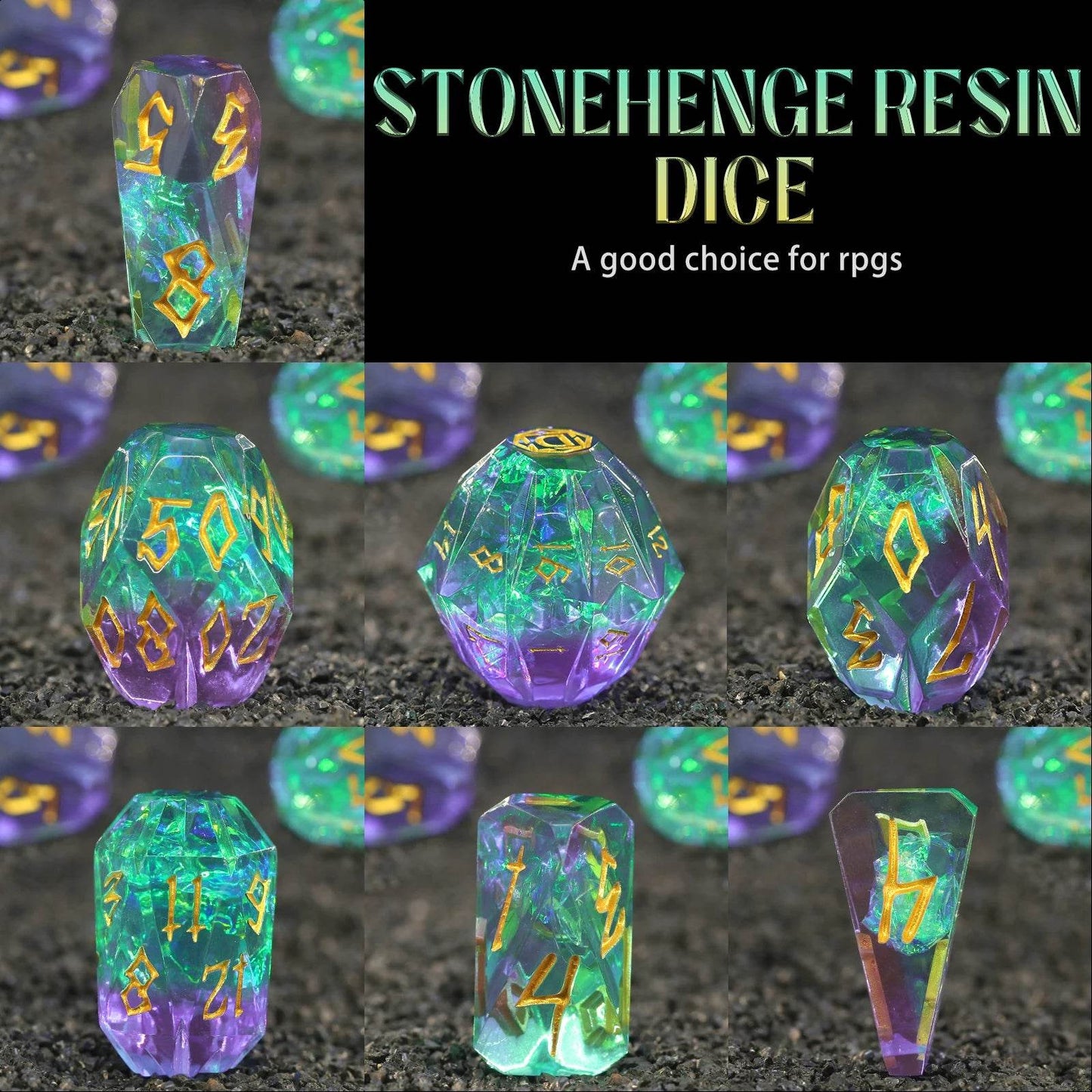 Premium Resin Dice Set with Stonehenge Design for Dungeons and Dragons Role Playing Games - ToylandEU