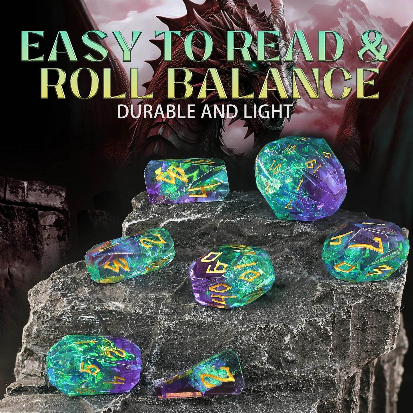 Premium Resin Dice Set with Stonehenge Design for Dungeons and Dragons Role Playing Games - ToylandEU