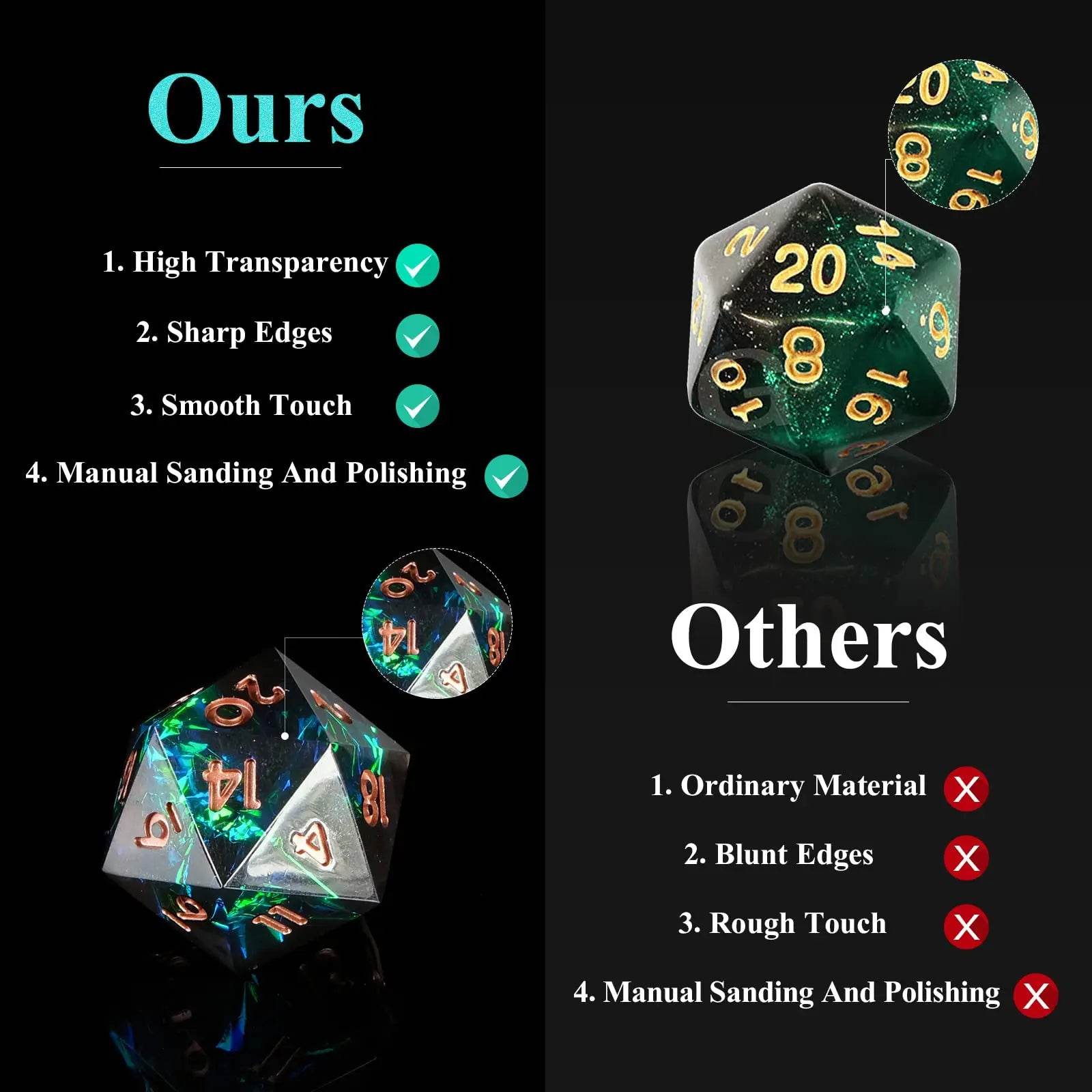 Premium Resin Sharp Edge Dice Set for Dungeons and Dragons Tabletop Role Playing Games - ToylandEU