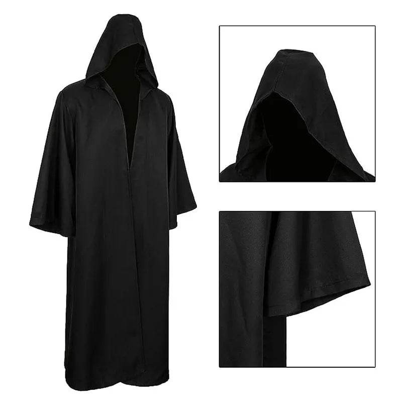 Premium Robe Costume Hooded Sorcerer Black Adults And Kids - ToylandEU