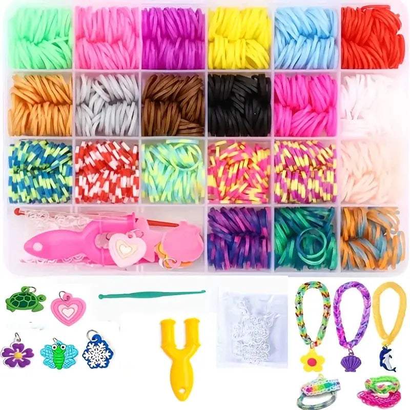 Premium Rubber Band Loom Kit For Bracelets 1300Pcs Multicolor - ToylandEU