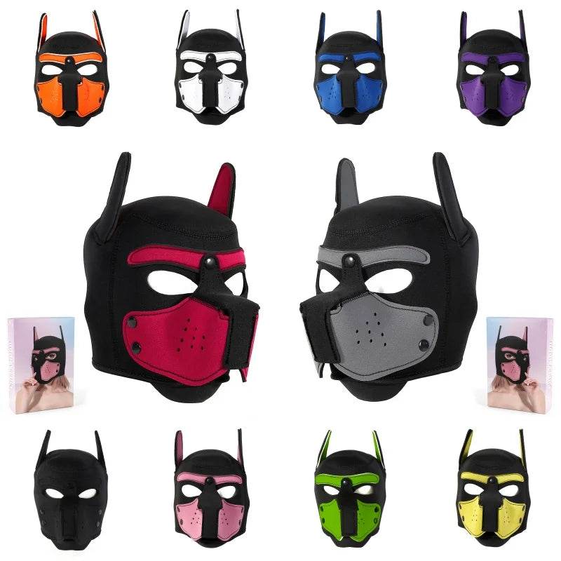 Premium Sexy Dog Mask Full Head Padded Rubber For Couples - ToylandEU